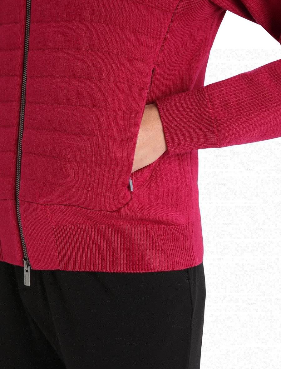 Women's Icebreaker City Label ZoneKnit™ Merino Insulated Knit Bomber Jackets Cherry | CA 1289QMAZ